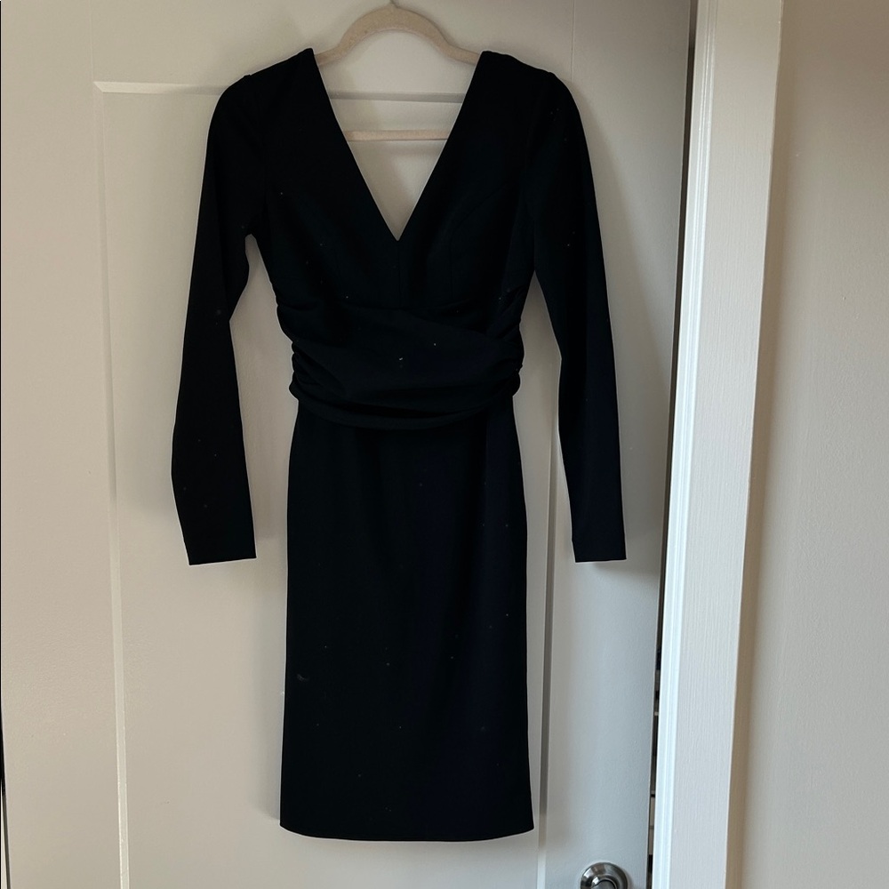 Dress the Population Black Long Sleeve V-Neck Sheath Dress